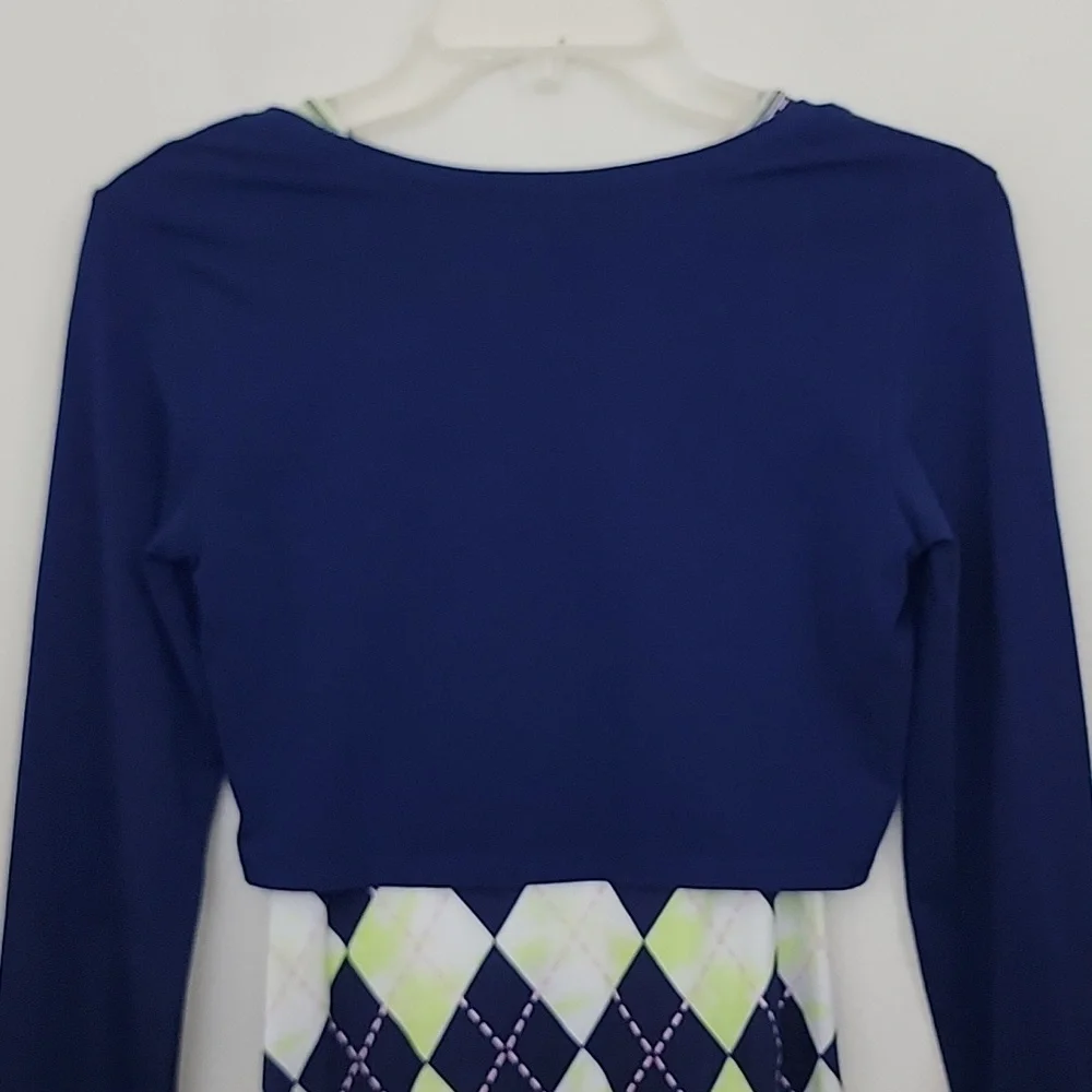 NWT Justice Navy Multicolored Double Layer Long Sleeve Top 14